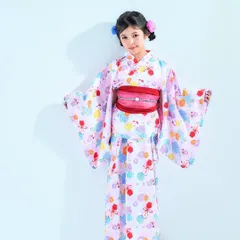 キッズ 子供 2way 浴衣 ワンピース 帯付き ピンク 100〜150cm 10w-8