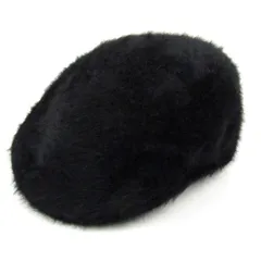 カンゴールブルー ハンチング 帽子 ブランド アンゴラ混 ファー レディース メンズ Lサイズ ブラック KANGOL blue 【中古】