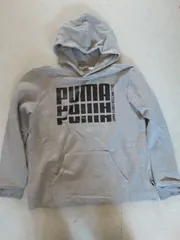 プーマ 長袖パーカー 裏起毛 スウェット スエット キッズ 男の子用 160サイズ グレー PUMA 【中古】