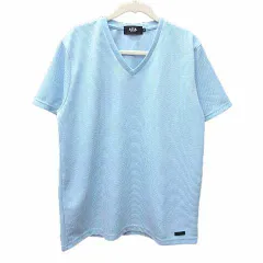 アズールバイマウジー AZUL by moussy Tシャツ カットソー Vネック 半袖 M 水色 ライトブルー /YK