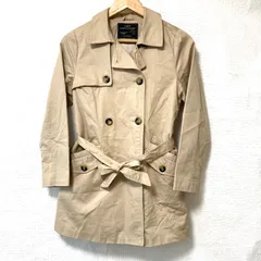 (^w^)b ZARA ザラ コットン100% トレンチコート スプリング アウター ミドル丈 ビジネス 通勤 キレイめ 上品 大人カジュアル ウエスト紐付き トップス ベージュ レディース 女性 サイズ 11/12