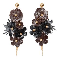 【amplis / アンプリス】Leather blossom pierce -Black-  /  ピアス レザー フラワー