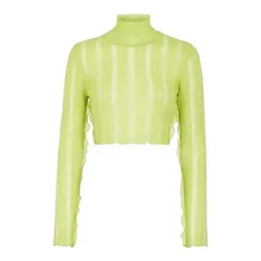 ☆E4558 フェンディ セーター プルライトモヘアリブニット FZX892 AMDE F1J77 38サイズ タートルネック ロゴパッチ グリーン FENDI