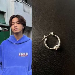 フープピアス　コムドット　ヤマト着用　ピアス　登坂着用　オールシルバー925 コムドット ゆうた 着用タイプ!!【3リングフープピアス シルバー