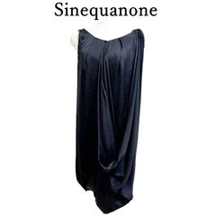 Sinequanone　シネカノン　レディース　フォーマルワンピース　 膝丈　サテンワンピース　ノースリーブ　黒　ブラック　無地