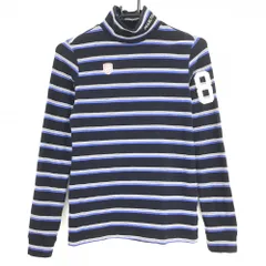 パーリーゲイツ 長袖ハイネックシャツ ダークネイビー×白 ボーダー レディース 0(S) ゴルフウェア PEARLY GATES