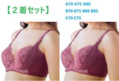 【２着セット】脇高ブラジャー（ワイヤー入り）　補正下着　２重リフトアップパネル　カップ裏 綿100％　定価：2189円　新品　（A、B、Cカップ）A70 A75 A80 B70 B75 B80 B85 C70 C75 （送料無料） ローズ