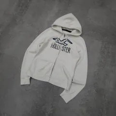 Hollister(ホリスター) y2k ビックロゴ タイトフィット ジップアップパーカー フード付き