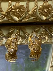 ヴィンテージ　ラインストーン　ゴールドイヤリング