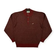 Crocodile クロコダイル ボタンモック ニット セーター サイズ M /テラコッタ系×グレー/メンズ