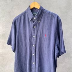 Ralph Lauren　リネンシャツ　半袖ボタンダウンシャツ　Lサイズ