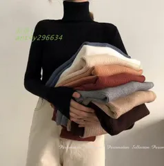 オフタートルセーター ネックセーター 定番セーター 丸首 長袖 ニットセーターほっそり効果大20代30代40代50代 ant4y296634