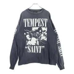 SAINT MICHAEL (セントマイケル) 24AW TEMPEST LS TEE VINTAGE加工 テンペスト 両面アームプリント クルーネック 長袖Tシャツ カットソー チャコール SM-YS1-0000-011
