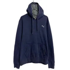 PUMA ロゴスウェット パーカー プーマ L ネイビー プルオーバー 裏起毛 古着卸 アメリカ仕入 a612-8250