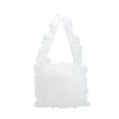 [Lapimou] フリルバッグ トートバッグ 手提げバッグ ハンドバッグ バッグ ワンショルダー トート フリル チュール レディース a4 大きめ 大容量 人気 おしゃれ かわいい [ホワイト]
