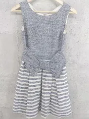 ◇ WILLSELECTION ウィルセレクション ボーダー ツイード ノースリーブ 膝丈 ワンピース S グレー * 1002799383356 【中古】 【1002799383356】