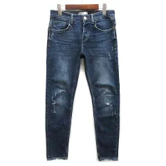 ザラマン ZARA MAN ダメージ スキニー デニム パンツ ジーンズ ボタンフライ インディゴ 38 6045/440