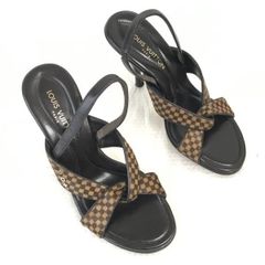 LOUIS VUITTON ハイヒールサンダル ダミエ ハラコ 36 1/2 - メルカリ