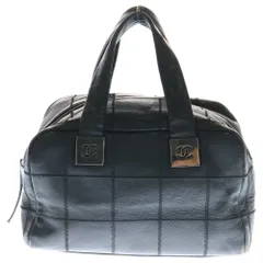 CHANEL (シャネル) ココマーク チョコバー ハンドバッグ ブラック シルバー金具 レザー