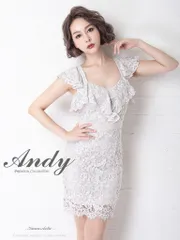 ベージュ[OK2641-BE-2209]【ANDY/アンディ】フラワーレース/ フリル/ バックリボン/ タイト/ ミニドレス/ キャバドレス[OF05]