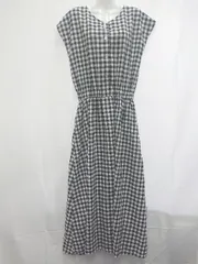 ◇ ⊂ Sonny Label URBAN RESEARCH チェック フレンチスリーブ ロング ワンピース サイズF ブラック ホワイト レディース E  【1507230006165】