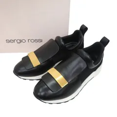 セルジオロッシ 黒革スニーカーキラキララインストーン付き　新品 スニーカー ブラック フラット: 10mm, sr1 - Running Black
