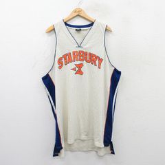 XL/古着 ノースリーブ Tシャツ メンズ Starbury ステフォンマーベリー 3 メッシュ地 大きいサイズ ロング丈 Vネック 生成り他 ユニフォーム