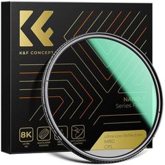 K&F Concept 67mm CPLフィルター 超低反射0.1% コントラスト 反射調整 超低反射PLフィルター 高透過率45% 円偏光フィルター 両面28層コーティング 光学ガラス 撥水撥油キズ防止 （NANO-Xシリーズ） 1