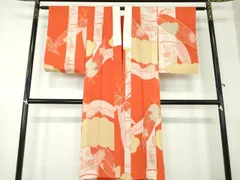 平和屋着物■アンティーク　大正ロマン　長襦袢　袷　笹竹花文　正絹　逸品　DAAS3303ps