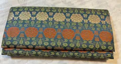 【和装】歌舞伎や観劇、コンサート等の記念チケット保管用収納にもぴったり◎正絹クラッチバッグ（深緑・GOLD・オレンジ）レトロ可愛いお着物や本物がお好きな方に