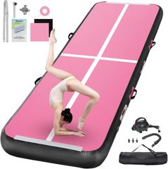 Fbsport 2/3/4/5/6M エアトラック 体操 マット エアーマット 折り畳み可能 インフレータブル 電動エアーポンプ付き 自宅用 トレーニング 武道 テコンドー 水上ヨガなど適用 マジックテープ付き 接続可能