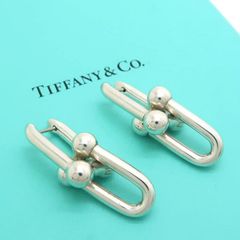 TIFFANY＆Co. ハードウェア ラージ リンク ピアス 925 シルバー SV 箱付 ティファニー T&Co. ◆送料込◆質屋-10893