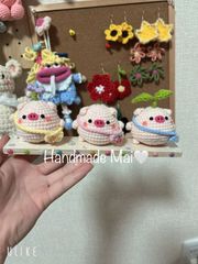 可愛い3匹子ブタちゃん　編み物　壁飾りなど　ハンドメイド