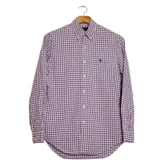 【RALPH LAUREN】ボタンダウンシャツ｜メンズMサイズ｜ホワイトチェック｜長袖｜コットン100％｜古着