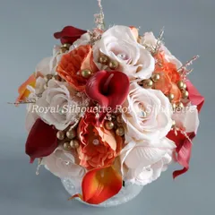 ウェディングブーケ ブライダルブーケ ブーケ ウェディング オレンジ ガーデンウェディング 前撮り 二次会 披露宴 海外挙式 お洒落 豪華 可愛い フラワー 花嫁 造花 花束 ガーリー 結婚式 秋冬