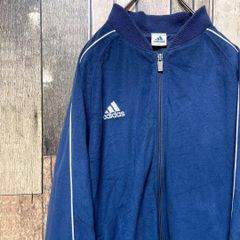 《日本製》アディダス adidas 紺☆ベロアジャージ L 刺繍ロゴ 全刺繍 デカロゴ ビッグロゴ パフォーマンス デサント製 ベロア生地 トラックジャケット 90's 90s ネイビー hのサムネイル