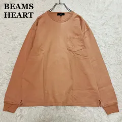 【良品】ビームスハート BEAMS HEART 長袖 Tシャツ カットソー 胸ポケット付き ロンT サーモンピンク 無地 シンプル S メンズ 古着