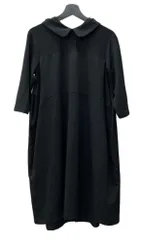 コムデギャルソン COMME des GARCONS トリコ tricot 2018年製 19SS ウール ギャバ ラウンドカラー シャツ 前後2WAY ポケット付き BLACK 黒 TC-O100 ワンピース ブラック Mサイズ 104LT-172のサムネイル
