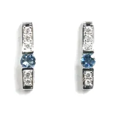SEIKO セイコー K18/K14WG ホワイトゴールド ピアス アクアマリン0.10ct ダイヤモンド0.05ct 1.8g レディース 中古