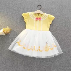 新入荷♡半袖　ベル風　美女と野獣　ディズニーベル風コスチュームワンピース　ディズニーランド　ディズニーシー　プリンセスワンピース　お誕生日プレゼント　ハロウィン仮装　女の子誕生日プレゼント