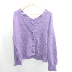 ◇ ⊇ LOWRYS FARM Vネック 長袖 ニットカーディガン サイズF パープル レディース E  【1410100004577】