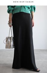 BONJOUR SAGAN リネンライクフレアスカート BLACK ボンジュールサガン
