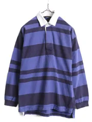 【お得なクーポン配布中!】 80s エディーバウアー ボーダー 長袖 ラガー シャツ メンズ M / 80年代 ヴィンテージ Eddie Bauer ラグビーシャツ ヘビーウェイト 2トーン