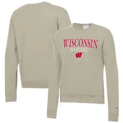 【送料無料】 チャンピオン レディース Tシャツ トップス Women's Champion Tan Wisconsin Badgers Powerblend Pullover Sweatshirt Wis Multi