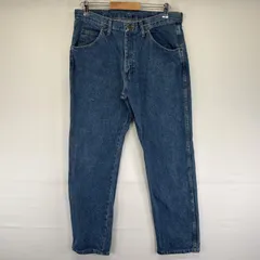 古着 ラングラー Wrangler デニムパンツ ストレート 5ポケット ジップ ジーンズ ジーパン 長ズボン 色落ち w34 L32  ブルー メンズ