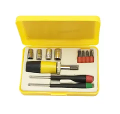 【12pcミニツールセット】プラスドライバー マイナスドライバー 角ソケット 640031