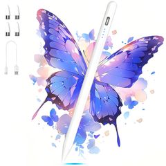 タッチペン 【対応全機種】2024業界新登場 スタイラスペン 磁気吸着対応 type-C急速充電 超高感度 誤ON/OFF防止/電量表示/軽量 耐久 極細 4つ交換用ペン先付き スマホ/タブレット/iPad/iPhone/android用ペンシル 「日本語取扱