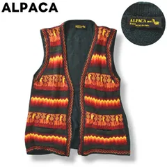 【上質】 ヴィンテージ ペルー製 アルパカ ALPACA 総柄 ニット ベスト アルパカ100％ ボタンなし カーディガン セーター マルチカラー メンズ レディース ユニセックス 男女兼用