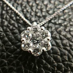 【美品 高品質】K18WG  ホワイトゴールド   0.50ct ダイヤモンド フラワーネックレス トップ プラチナ900 （SNA）02403310016008ML