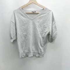 ◇ ⊂ Φ INDIVI インディヴィ Vネック 半袖 ニット セーター サイズ38 グレー レディース E  【1410290067376】